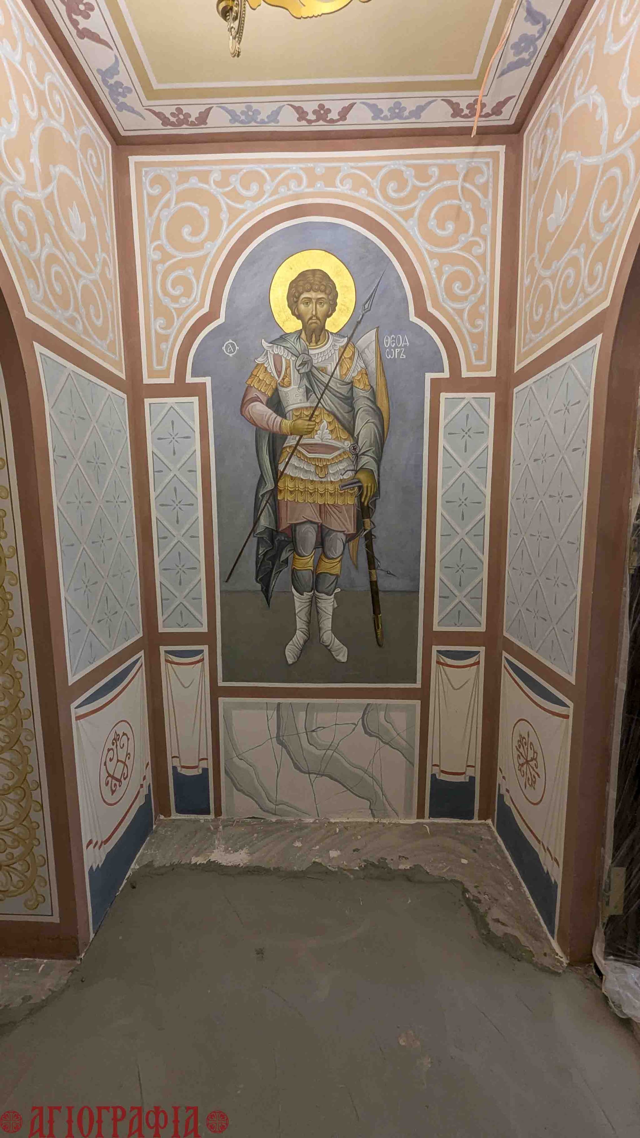 Св. Феодор на росписи храма свт. Иннокентия Иркутского в п. Нючакан, Иркутская область