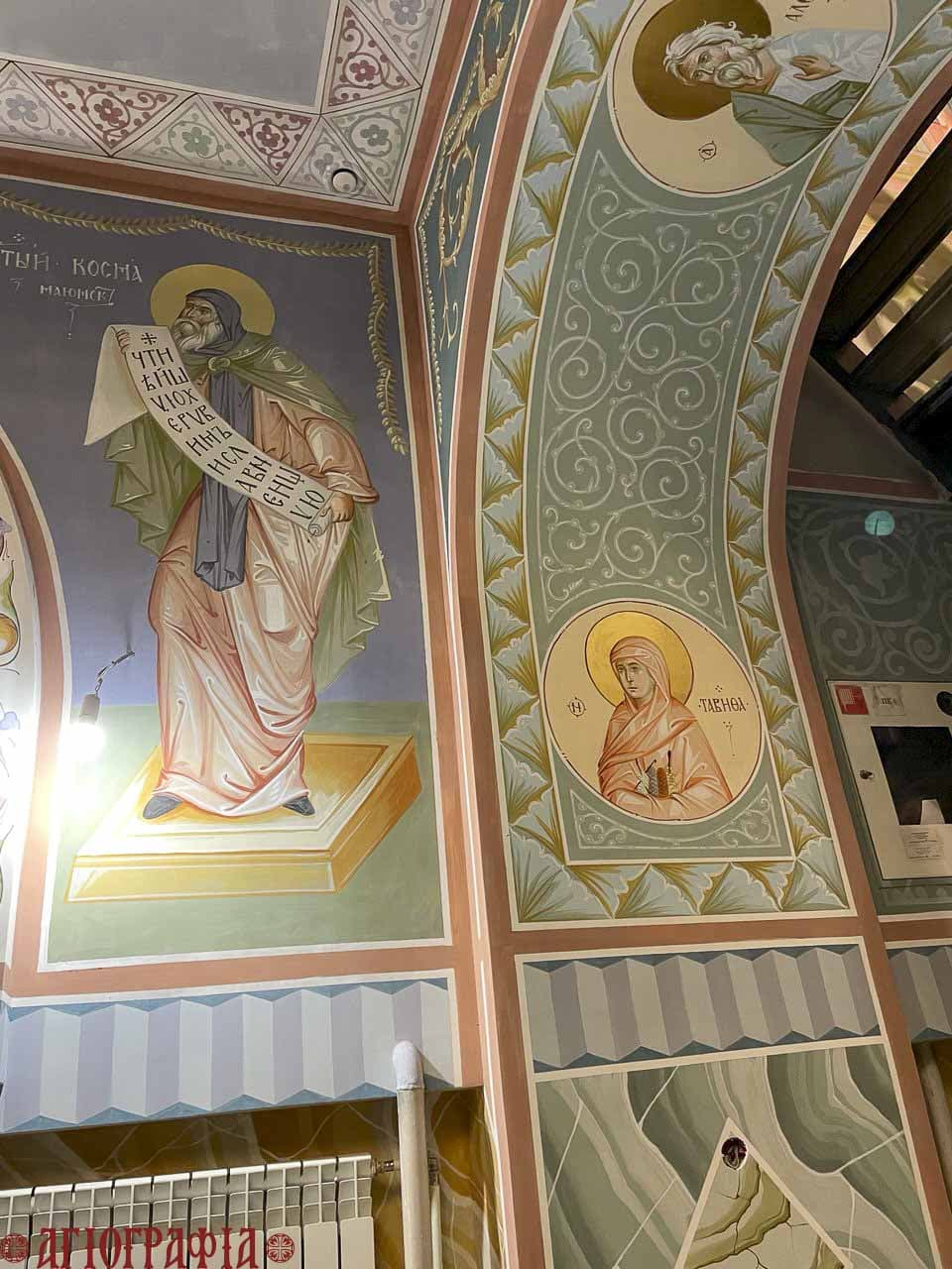Образ святой Тавифы на стенной росписи. Храм преп. Сергия Радонежского, г. Югорск.